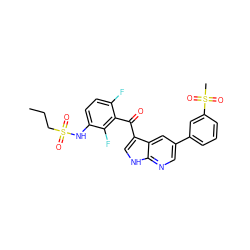 CCCS(=O)(=O)Nc1ccc(F)c(C(=O)c2c[nH]c3ncc(-c4cccc(S(C)(=O)=O)c4)cc23)c1F ZINC000113514213