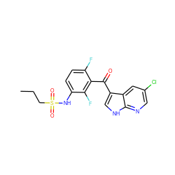 CCCS(=O)(=O)Nc1ccc(F)c(C(=O)c2c[nH]c3ncc(Cl)cc23)c1F ZINC000039059267