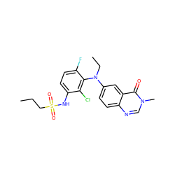 CCCS(=O)(=O)Nc1ccc(F)c(N(CC)c2ccc3ncn(C)c(=O)c3c2)c1Cl ZINC000143515299