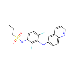 CCCS(=O)(=O)Nc1ccc(F)c(Nc2ccc3ncccc3c2)c1F ZINC000169312823