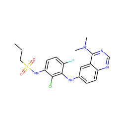 CCCS(=O)(=O)Nc1ccc(F)c(Nc2ccc3ncnc(N(C)C)c3c2)c1Cl ZINC000169312827