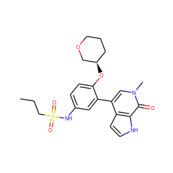 CCCS(=O)(=O)Nc1ccc(O[C@@H]2CCCOC2)c(-c2cn(C)c(=O)c3[nH]ccc23)c1 ZINC000146765423