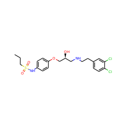 CCCS(=O)(=O)Nc1ccc(OC[C@@H](O)CNCCc2ccc(Cl)c(Cl)c2)cc1 ZINC000096901669