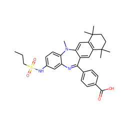 CCCS(=O)(=O)Nc1ccc2c(c1)N=C(c1ccc(C(=O)O)cc1)c1cc3c(cc1N2C)C(C)(C)CCC3(C)C ZINC000028824136