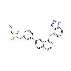 CCCS(=O)(=O)Nc1cccc(-c2ccc3nccc(Nc4cccc5[nH]ncc45)c3c2)c1 ZINC000143124121