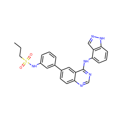 CCCS(=O)(=O)Nc1cccc(-c2ccc3ncnc(Nc4cccc5[nH]ncc45)c3c2)c1 ZINC000143152061