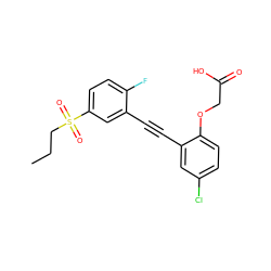 CCCS(=O)(=O)c1ccc(F)c(C#Cc2cc(Cl)ccc2OCC(=O)O)c1 ZINC000073166600