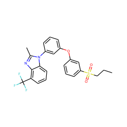 CCCS(=O)(=O)c1cccc(Oc2cccc(-n3c(C)nc4c(C(F)(F)F)cccc43)c2)c1 ZINC000045388182