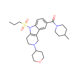 CCCS(=O)(=O)n1c2c(c3cc(C(=O)N4CCC(C)CC4)ccc31)CN(C1CCOCC1)CC2 ZINC000036478867