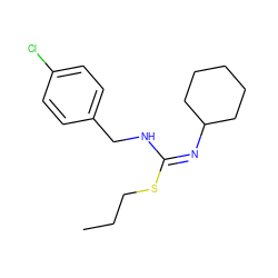 CCCS/C(=N/C1CCCCC1)NCc1ccc(Cl)cc1 ZINC000013862762