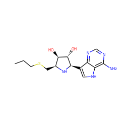 CCCSC[C@@H]1N[C@H](c2c[nH]c3c(N)ncnc23)[C@@H](O)[C@@H]1O ZINC000026974772