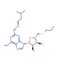 CCCSC[C@H]1O[C@@H](n2cnc3c(N)nc(N/N=C/CC(C)C)nc32)[C@H](O)[C@@H]1O ZINC000013472030