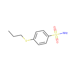 CCCSc1ccc(S(N)(=O)=O)cc1 ZINC000095590010