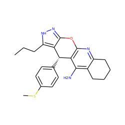 CCCc1[nH]nc2c1[C@@H](c1ccc(SC)cc1)c1c(nc3c(c1N)CCCC3)O2 ZINC001772569676