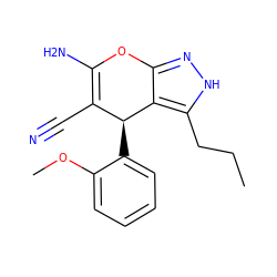 CCCc1[nH]nc2c1[C@@H](c1ccccc1OC)C(C#N)=C(N)O2 ZINC000004114865