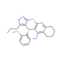 CCCc1[nH]nc2c1[C@@H](c1ccccc1OC)c1c(nc3c(c1N)CCCC3)O2 ZINC001772632874