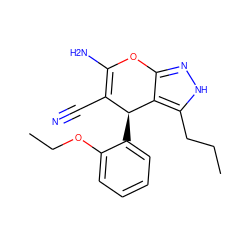 CCCc1[nH]nc2c1[C@@H](c1ccccc1OCC)C(C#N)=C(N)O2 ZINC000004592564