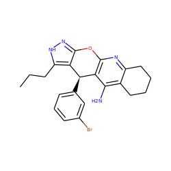 CCCc1[nH]nc2c1[C@H](c1cccc(Br)c1)c1c(nc3c(c1N)CCCC3)O2 ZINC001772643867