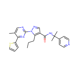 CCCc1c(C(=O)NC(C)(C)c2ccncc2)cnn1-c1ncc(C)c(-c2cccs2)n1 ZINC000096273276