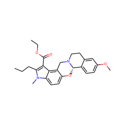 CCCc1c(C(=O)OCC)c2c3c(ccc2n1C)O[C@H]1c2ccc(OC)cc2CCN1C3 ZINC000013474847