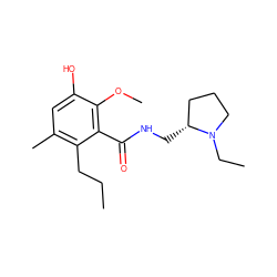 CCCc1c(C)cc(O)c(OC)c1C(=O)NC[C@@H]1CCCN1CC ZINC000064448855