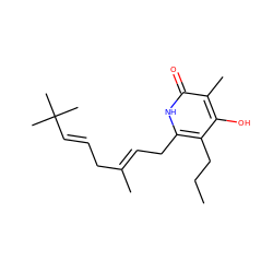 CCCc1c(C/C=C(\C)C/C=C/C(C)(C)C)[nH]c(=O)c(C)c1O ZINC000029130948