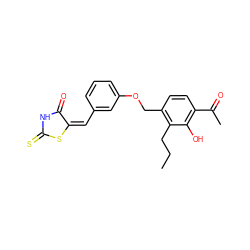 CCCc1c(COc2cccc(/C=C3/SC(=S)NC3=O)c2)ccc(C(C)=O)c1O ZINC000026257120