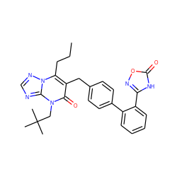 CCCc1c(Cc2ccc(-c3ccccc3-c3noc(=O)[nH]3)cc2)c(=O)n(CC(C)(C)C)c2ncnn12 ZINC000096178221