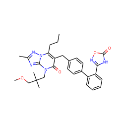 CCCc1c(Cc2ccc(-c3ccccc3-c3noc(=O)[nH]3)cc2)c(=O)n(CC(C)(C)COC)c2nc(C)nn12 ZINC000096178231