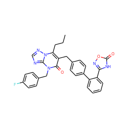 CCCc1c(Cc2ccc(-c3ccccc3-c3noc(=O)[nH]3)cc2)c(=O)n(Cc2ccc(F)cc2)c2ncnn12 ZINC000096178218