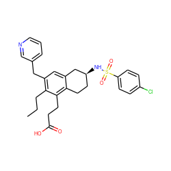 CCCc1c(Cc2cccnc2)cc2c(c1CCC(=O)O)CC[C@H](NS(=O)(=O)c1ccc(Cl)cc1)C2 ZINC000001488291