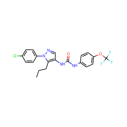 CCCc1c(NC(=O)Nc2ccc(OC(F)(F)F)cc2)cnn1-c1ccc(Cl)cc1 ZINC000001026484