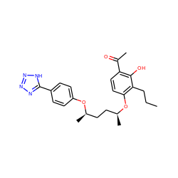 CCCc1c(O[C@@H](C)CC[C@@H](C)Oc2ccc(-c3nnn[nH]3)cc2)ccc(C(C)=O)c1O ZINC000028395445