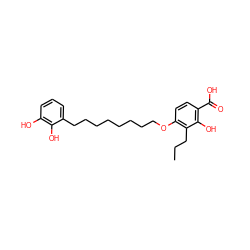 CCCc1c(OCCCCCCCCc2cccc(O)c2O)ccc(C(=O)O)c1O ZINC000003798369