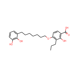 CCCc1c(OCCCCCCCc2cccc(O)c2O)ccc(C(=O)O)c1O ZINC000027089401