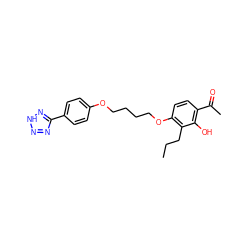 CCCc1c(OCCCCOc2ccc(-c3nn[nH]n3)cc2)ccc(C(C)=O)c1O ZINC000003962982