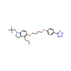 CCCc1c(OCCCCOc2ccc(-c3nnn[nH]3)cc2)ccc2c1CCN2CC(C)(C)C ZINC000028455616