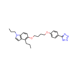 CCCc1c(OCCCCOc2ccc(-c3nnn[nH]3)cc2)ccc2c1ccn2CCC ZINC000028467677