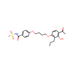 CCCc1c(OCCCCOc2ccc(C(=O)NS(C)(=O)=O)cc2)ccc(C(C)=O)c1O ZINC000028359949