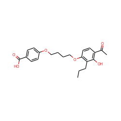 CCCc1c(OCCCCOc2ccc(C(=O)O)cc2)ccc(C(C)=O)c1O ZINC000028368909