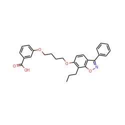 CCCc1c(OCCCCOc2cccc(C(=O)O)c2)ccc2c(-c3ccccc3)noc12 ZINC000012358237