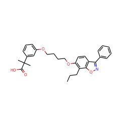 CCCc1c(OCCCCOc2cccc(C(C)(C)C(=O)O)c2)ccc2c(-c3ccccc3)noc12 ZINC000012358240