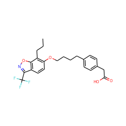 CCCc1c(OCCCCc2ccc(CC(=O)O)cc2)ccc2c(C(F)(F)F)noc12 ZINC000038157669