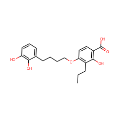 CCCc1c(OCCCCc2cccc(O)c2O)ccc(C(=O)O)c1O ZINC000002012412