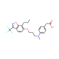 CCCc1c(OCCCN(C)c2ccc(CC(=O)O)cc2)ccc2c(C(F)(F)F)noc12 ZINC000034717660