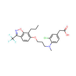 CCCc1c(OCCCN(C)c2ccc(CC(=O)O)cc2Cl)ccc2c(C(F)(F)F)noc12 ZINC000037866925