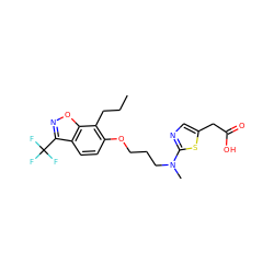 CCCc1c(OCCCN(C)c2ncc(CC(=O)O)s2)ccc2c(C(F)(F)F)noc12 ZINC000038157661