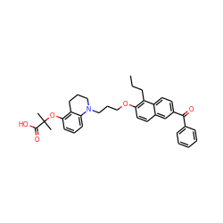 CCCc1c(OCCCN2CCCc3c(OC(C)(C)C(=O)O)cccc32)ccc2cc(C(=O)c3ccccc3)ccc12 ZINC000044351663