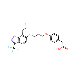 CCCc1c(OCCCOc2ccc(CC(=O)O)cc2)ccc2c(C(F)(F)F)noc12 ZINC000034717666