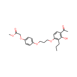 CCCc1c(OCCCOc2ccc(OCC(=O)OC)cc2)ccc(C(C)=O)c1O ZINC000036757869